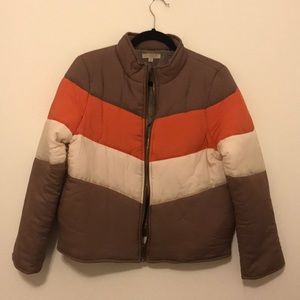 Brown quilted puffy coat